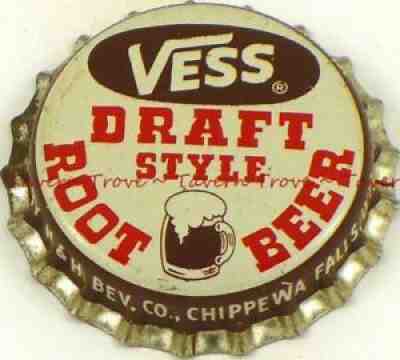 1950s WISCONSIN Chippewa Falls VESS DRAFT ROOT BEER SODA Cork Crown Tavern Trove