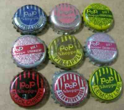 9 POP SHOPPE SODA CAPS NEW YORK NEW YORK CROWNS VINTAGE 1970'S ERA NY CAPS