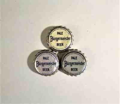 (3) ~BURGERMEISTER PALE~ Cork Beer Cap Bottle Cone Top Crown San Francisco CA