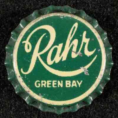RAHR BEER UNUSED CORK LINED BOTTLE CAP RAHR GREEN BAY, WISCONSiN WISC. WI CROWN+