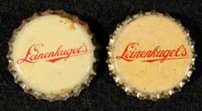 2 LEINENKUGEL BEER UNUSED CORK BOTTLE CAP CHIPPEWA FALLS, WISCONSiN CROWN LEINIE