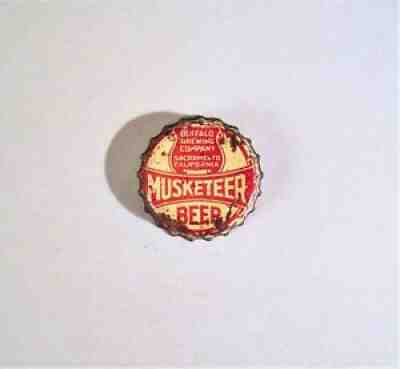 ~MUSKETEER~ Cork Beer Cap Bottle Crown Buffalo Brewing Sacramento California CA