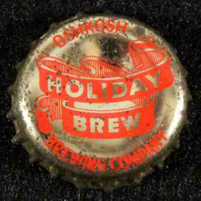 CHIEF OSHKOSH â?¢HOLIDAY BREWâ?¢ CORK BEER BOTTLE CAP WISCONSIN CROWN WISC CHRISTMAS