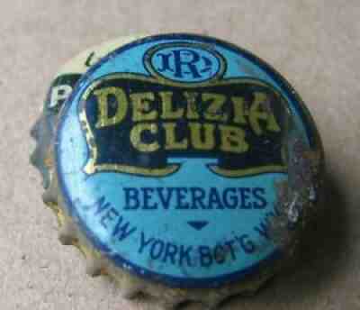DELIZIA CLUB BEVERAGES NEW YORK BOT'G WORKS VINTAGE CORK SODA BOTTLE CAP CROWN
