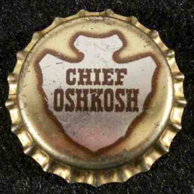 CHIEF OSHKOSH BROWN METALLIC ARROWHEAD CORK BEER BOTTLE CAP WISCONSIN CROWN WISC