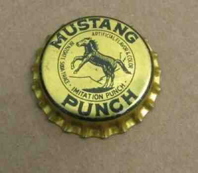 MUSTANG PUNCH SODA BRYAN TEXAS TX TEX CORK BOTTLE CAP UNUSED GRAPHIC CROWN