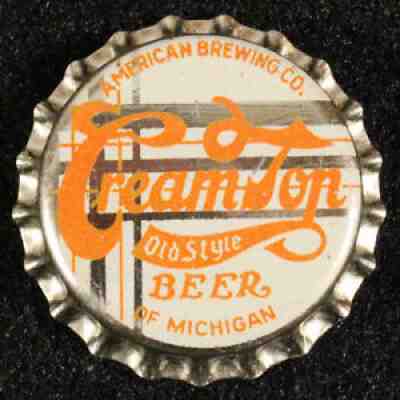 CREAM TOP UNUSED CORK BEER BOTTLE CAP AMERICAN BREWING DETROIT MICHIGAN CROWN MI