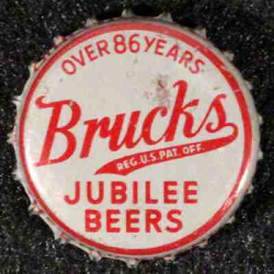 BRUCK'S JUBILEE "86 YEARS" CORK BEER BOTTLE CAP BRUCKMANN CINCINNATI, OHIO CROWN