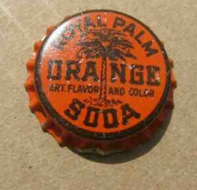 ORANGE PALM SODA CORK ERA BOTTLE CAP CROWN UNUSED GRAPHIC CORK ERA CROWN CAP