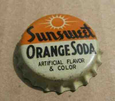SUNSWEET ORANGE SODA CORK ERA BOTTLE CAP CROWN UNUSED BALTIMORE MD MARYLAND