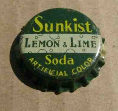 SUNKIST LEMON & LIME SODA CORK ERA CAP UNUSED BOTTLE CAP CROWN EARLY VERSION