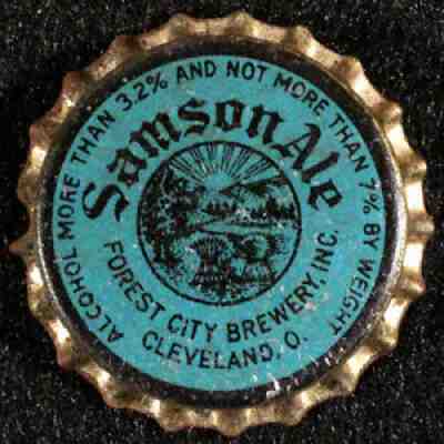 WALDORF SAMSON ALE UNUSED CORK BEER BOTTLE CAP FOREST CITY CLEVELAND, OHIO CROWN