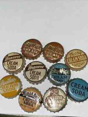 10 Vintage Cream Soda Cork lined soda bottle caps