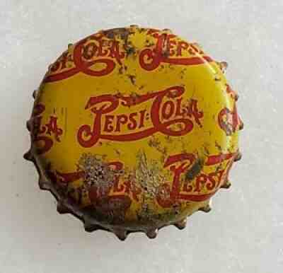 Rare Pepsi Cola World War 2 Yellow Cork Lined Bottle Cap; Used