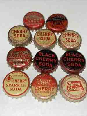 11 Vintage Cherry Cork lined soda bottle caps