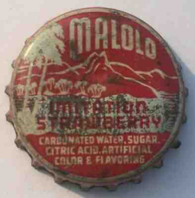 MALOLO STRAWBERRY SODA BOTTLE CAP; 1950-58; HONOLULU, TERRITORY OF HI; USED CORK