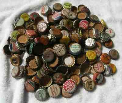 Cork-lined soda bottle caps large lot with many different brands