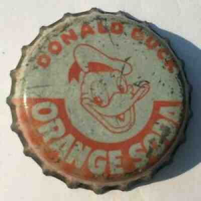 DONALD DUCK ORANGE SODA BOTTLE CAP; CHATTANOOGA, TN; UNUSED CORK-LINED