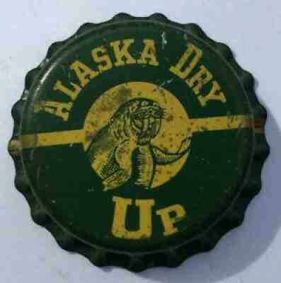 ALASKA DRY UP SODA BOTTLE CAP; SAN BERNARDINO, CALIF.; UNUSED CORK, walrus