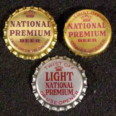 3 NATIONAL PREMIUM PLASTIC BEER BOTTLE CAP BALTIMORE MARYLAND NATTY BOH BOHEMIAN