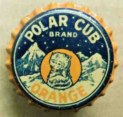POLAR CUB ORANGE soda bottle cap UNUSED WITH CORK