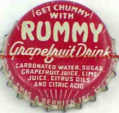 1950s Minnesota ST CLOUD Chas Bernick Bottling RUMMY GRAPEFRUIT Cork Crown Cap