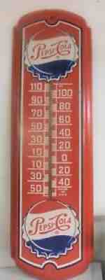 Pepsi-Cola bottle cap tin litho thermometer sign 1945?