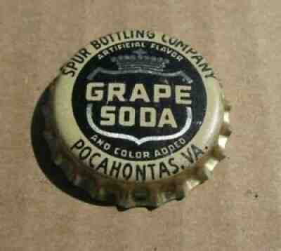CANADA DRY SPUR BOT GRAPE SODA CORK ERA CAP POCAHONTAS VA VIRGINIA