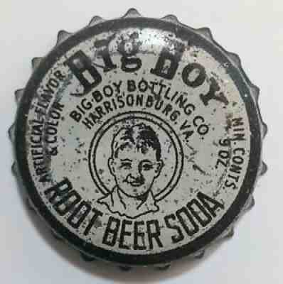 1930s Big Boy Root Beer Harrisonburg VA Bottle Cap Virginia Vintage