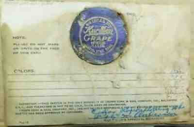 HUR-MON GRAPE soda bottle cap PROOF ON CARD (paper print) Cedar Rapids IA Iowa