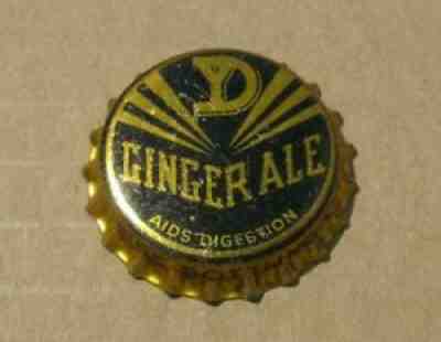 UNUSED YD GINGER ALE SODA AIDS DIGESTION CORK ERA CAP EMPIRE BOT MALDEN MASS MA