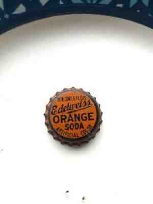 Vintage Edelweiss Orange Soda Lined Bottle Cap Chicago Ill Illinois Pop Antique