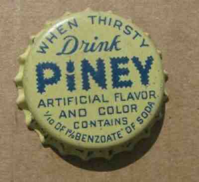 WHEN THIRSTY DRINK PINEY SODA CORK ERA CAP HANNA BEV CO CLEVELAND OHIO OH CROWN