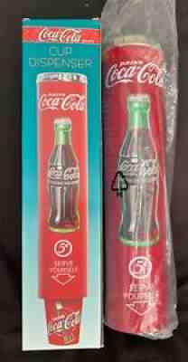 COCA-COLA VINTAGE CUP DISPENSER (4 x 16) HARD PLASTIC/ CHROME TOP (Incl. Cups)