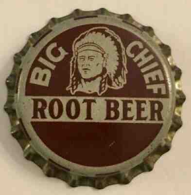 BIG CHIEF ROOT BEER SODA POP BOTTLE CAP; COCA-COLA BOT'G. CO.; UNUSED CORK
