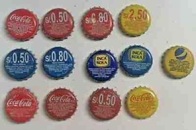 PERU Bottle Crown Caps COCA COLA INCA KOLA PEPSI SOUTH AMERICA EDITION LOTX13