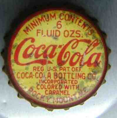 1930's Coca Cola Soda Bottle Cap Rocky Mount NC type 2