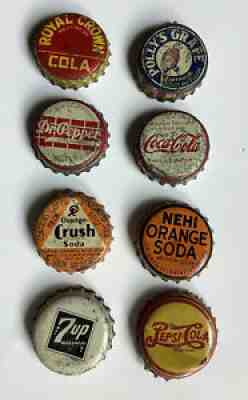 Vintage 1930â s 1940â s Soda Pop Bottle Caps Nehi RC Coke Pollyâ??s Grape Crush 7up