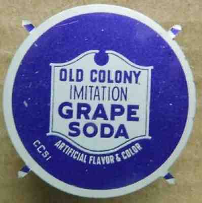 OLD COLONY GRAPE soda bottle cap PROOF c. 1955 Crown Cork & Seal