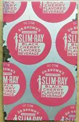 DR. BROWN'S SLIM-RAY BLACK CHERRY soda bottle cap SHEET CUT Mundet Cork Co.