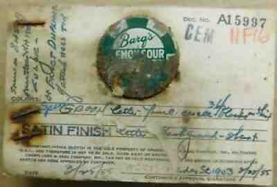 BARQ'S LEMON SOUR soda bottle cap PROOF ON CARD Biloxi MS Mississippi