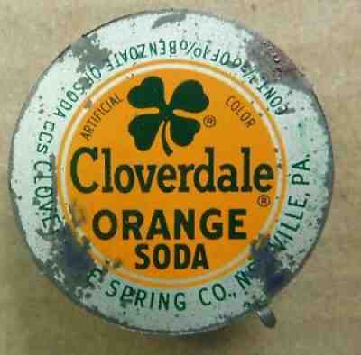 CLOVERDALE ORANGE soda bottle cap PROOF c. 1955 Newville PA