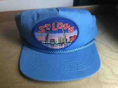 Vintage St. louis Missouri Trucker Cap/Hat Baby Blue Big Colorful Patch