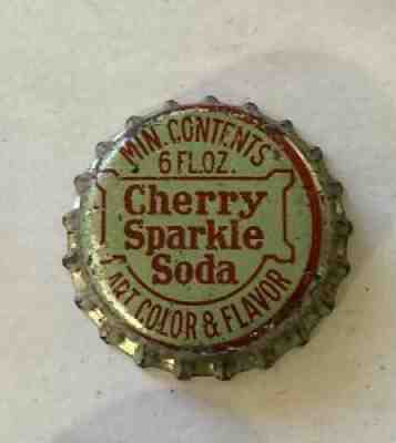 Cherry Sparkle SODA crown bottle cap flat acl top cone tin label litho can pop