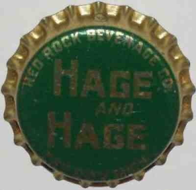 Vintage soda pop bottle cap HAGE and HAGE Red Rock Bay City Michigan cork lined