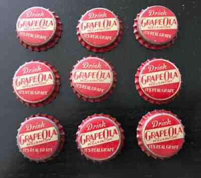 9 Vintage Grape Ola Cork Bottle Caps * Uncrimped
