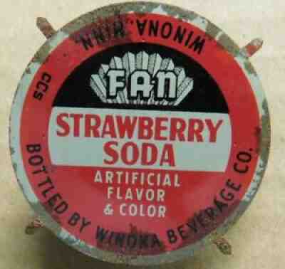 FAN STRAWBERRY soda bottle cap PROOF Winona MN Minnesota