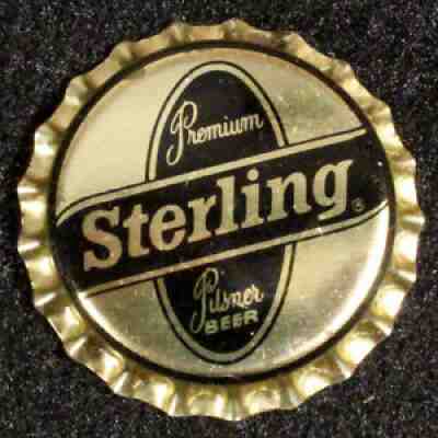 STERLING BEER BLACK-GOLD PLASTIC LINED BEER BOTTLE CAP EVANSVILLE, INDIANA CROWN