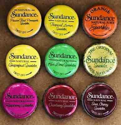 9 Different Sundance Sparkler Soda Bottle Crown Caps