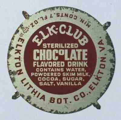 ELK CLUB CHOCOLATE SODA BOTTLE CAP METAL PROOF ELKTON, VA; 1.5" DIAMETER